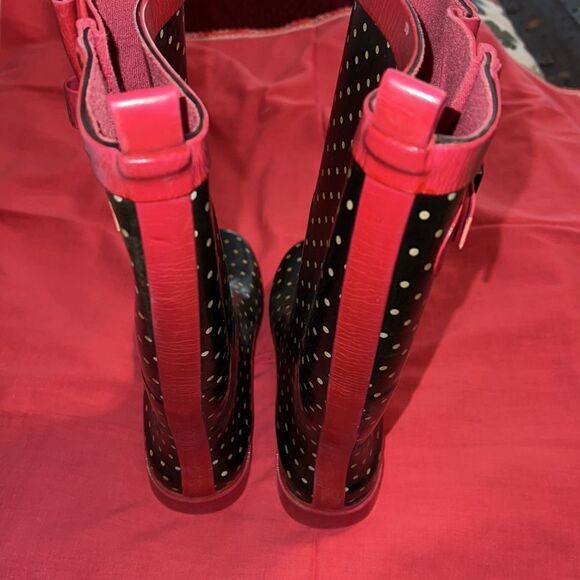 CAPELLI NEW YORK wellies train boots. Size 6. Navy w/polka dots. - Picture 4 of 5